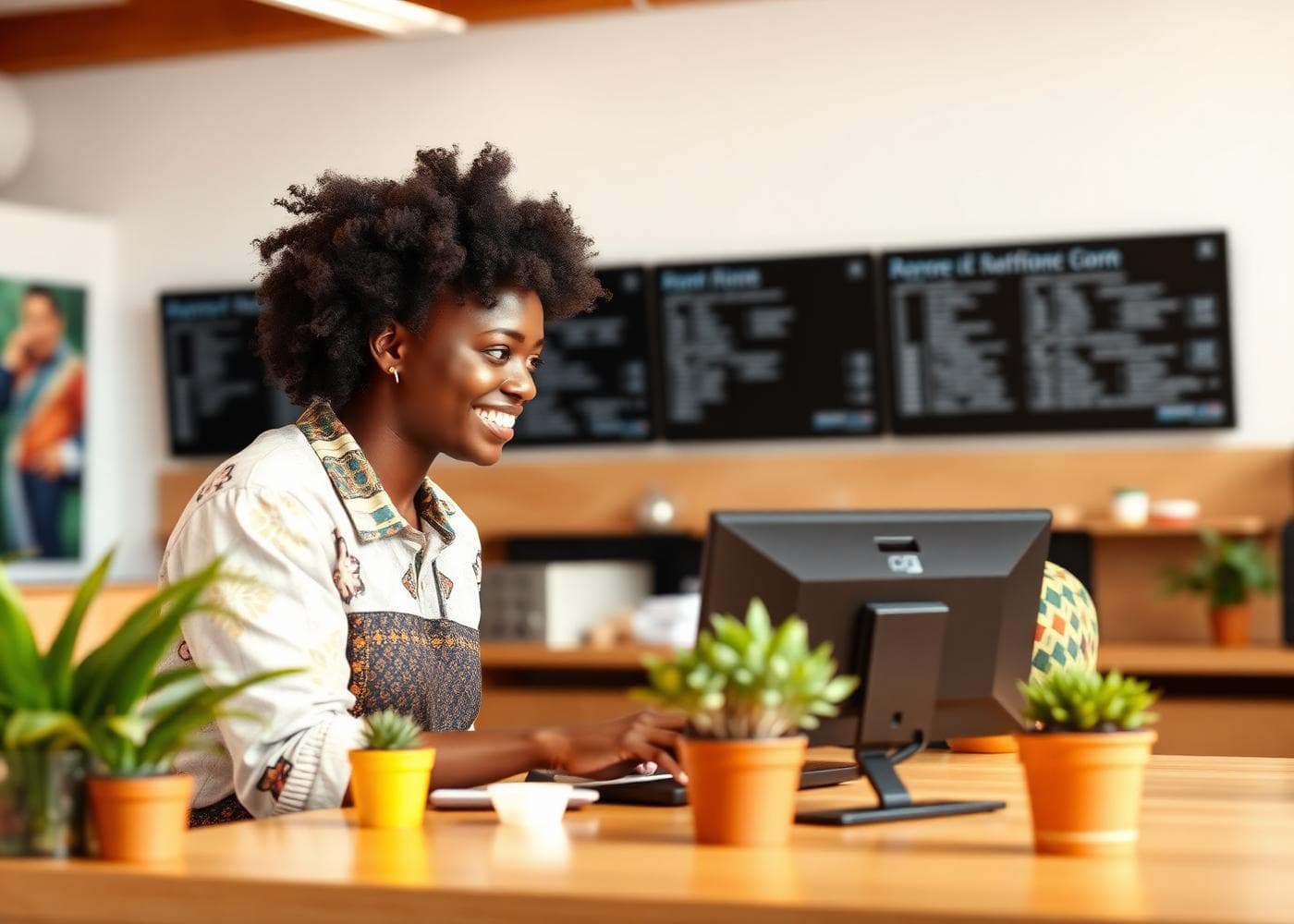Customer service desk at the Korista cyber café
